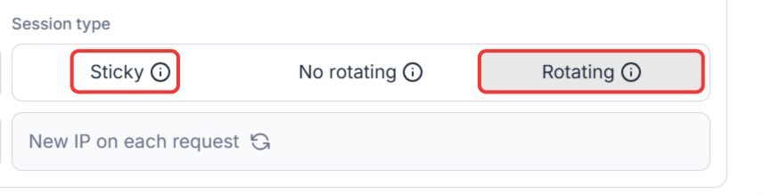 Choosing proxy session type