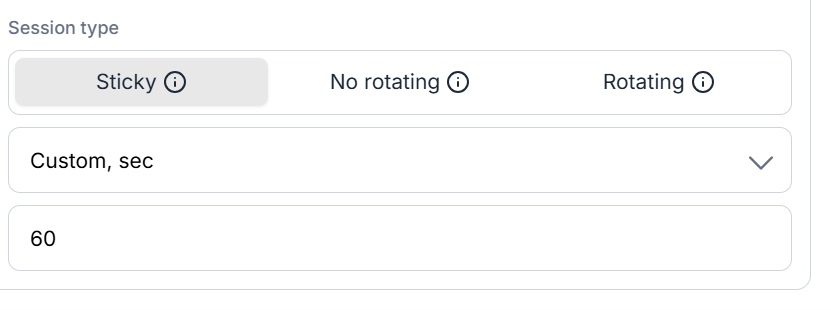 Configuring sticky or rotating proxies