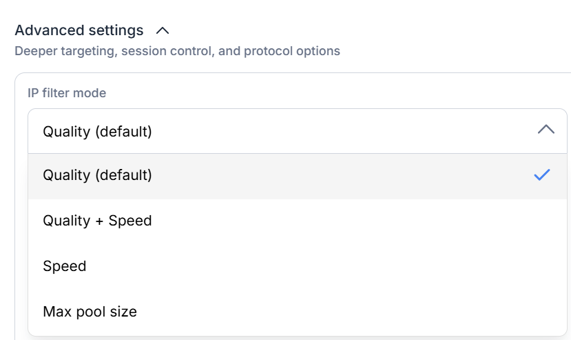 Choosin proxy filter mode