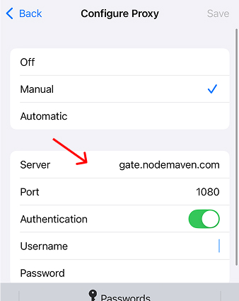 SOCKS5 Configuration Guide - iPhone - NodeMaven