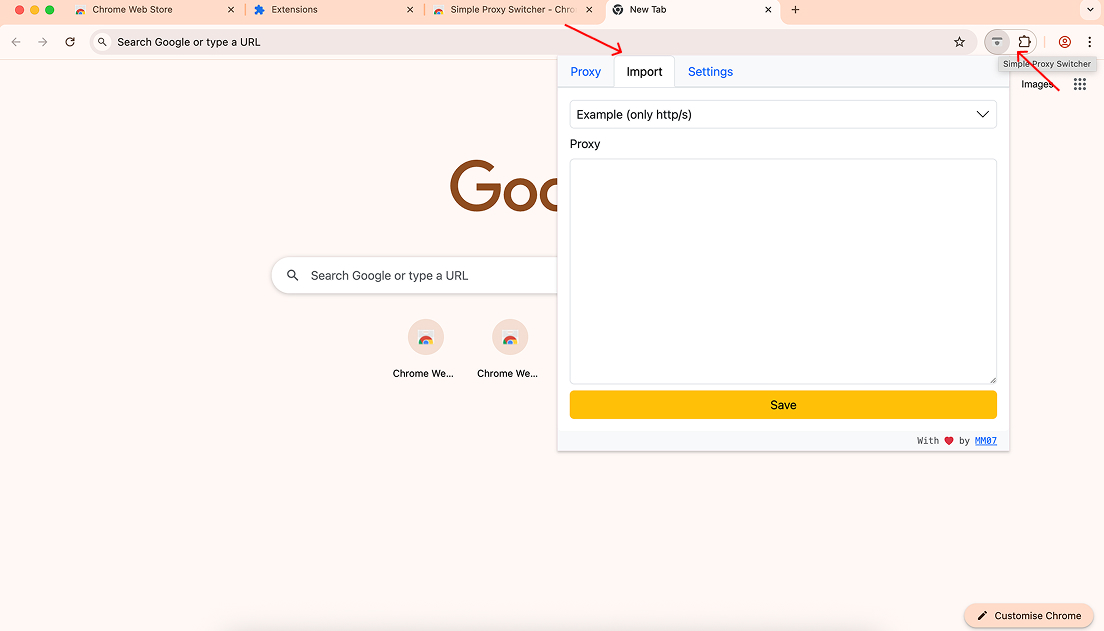 Simple Proxy Switcher Chrome Proxy Setting - NodeMaven