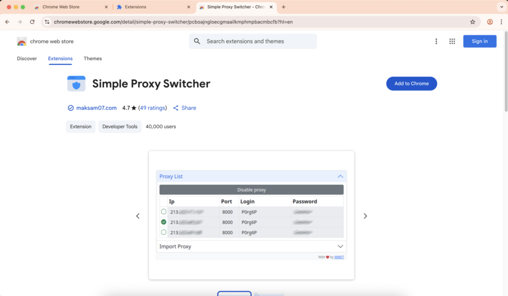 Simple Proxy Switcher Proxy Setting - NodeMaven