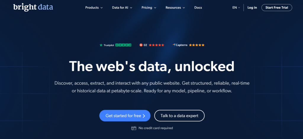 Bright Data homepage