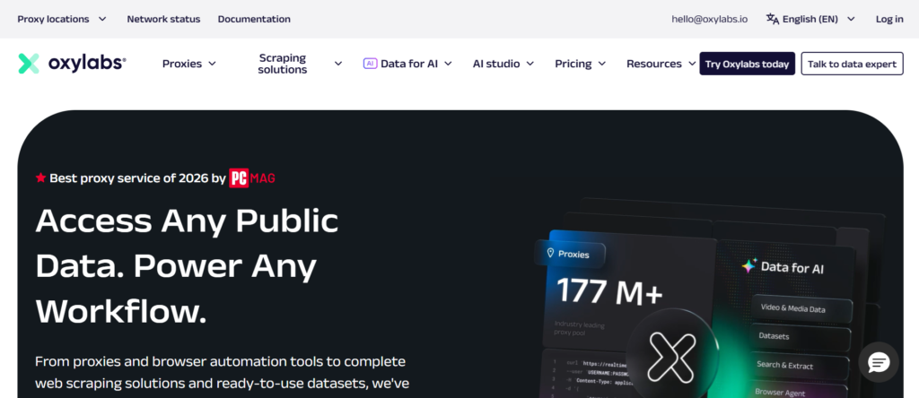 Oxylabs homepage