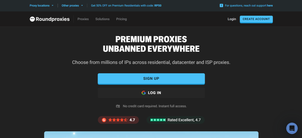 Roundproxies main page