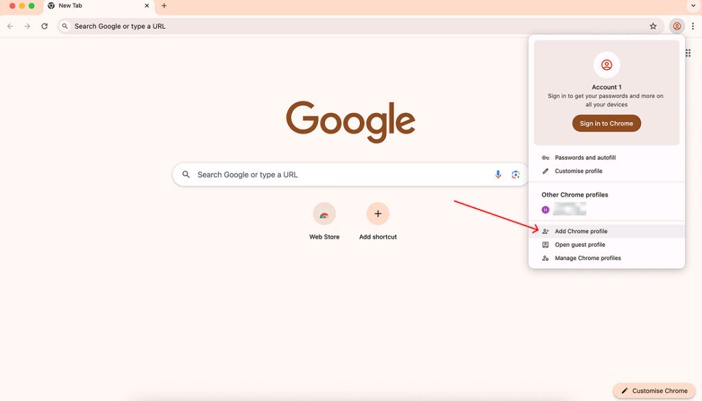 Create new Google Chrome profile