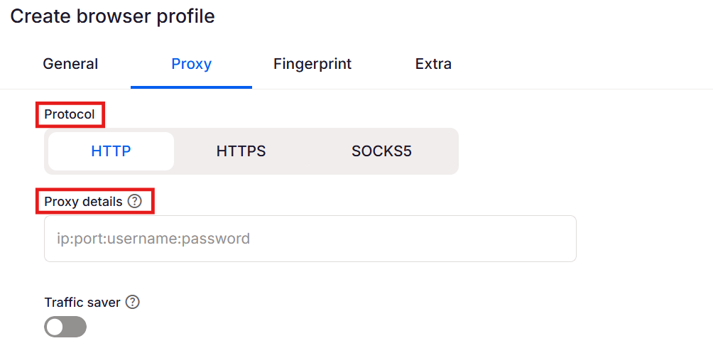 Proxy configuration in browser