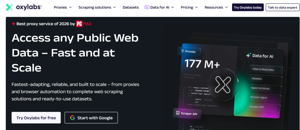Oxylabs homepage