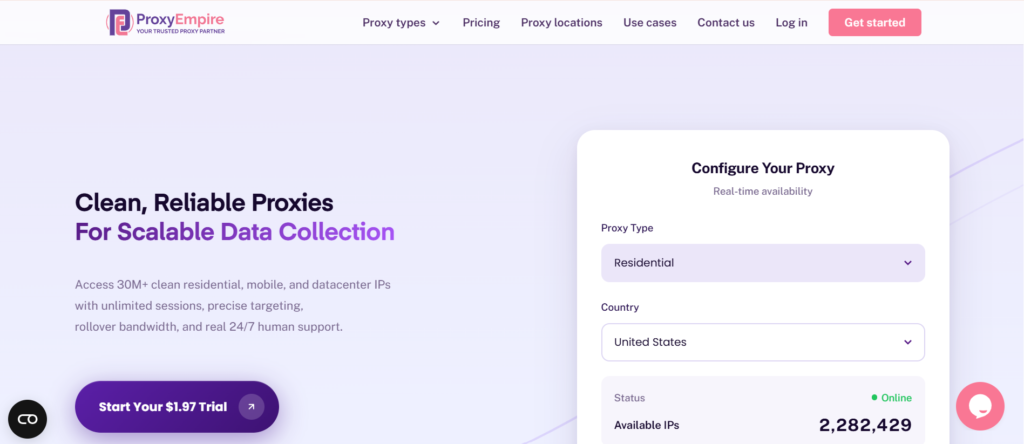 ProxyEmpire homepage