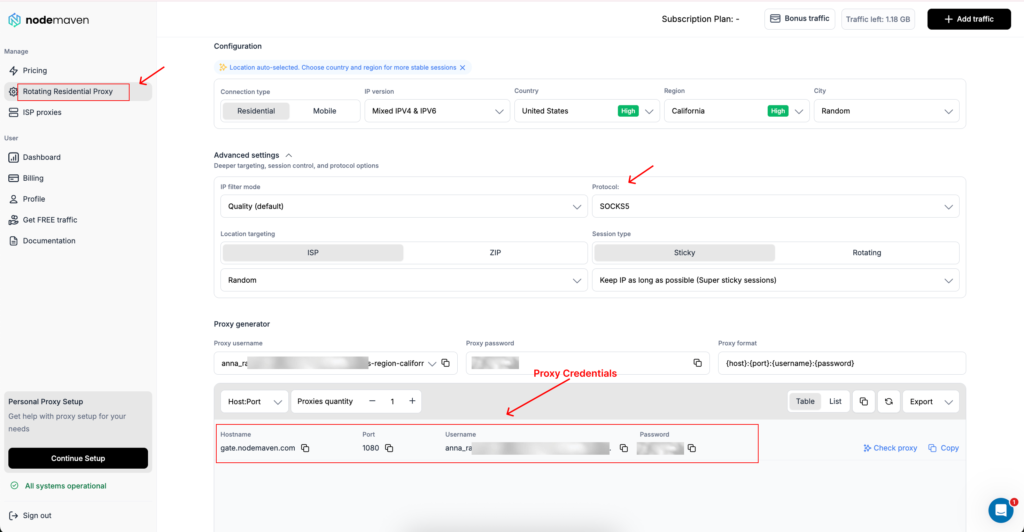 NodeMaven dashboard | Shadowrocket Proxy Setup | NodeMaven