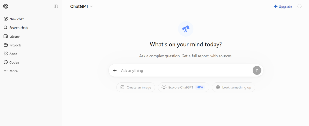 ChatGPT dashboard