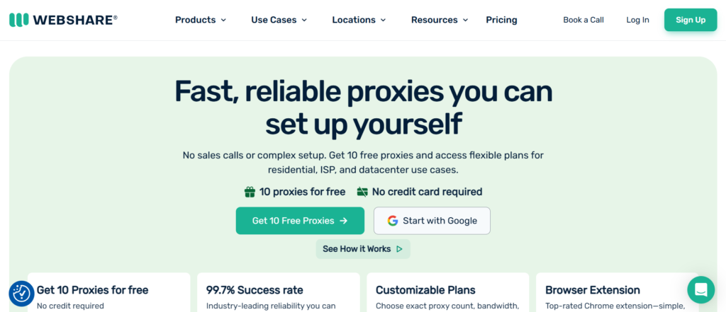 Webshare homepage