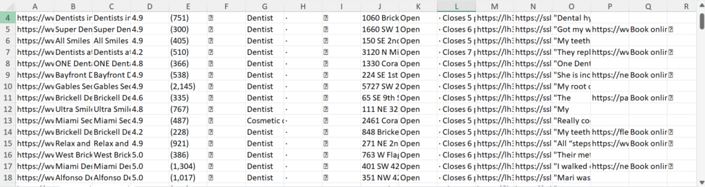 Instant data scraper results