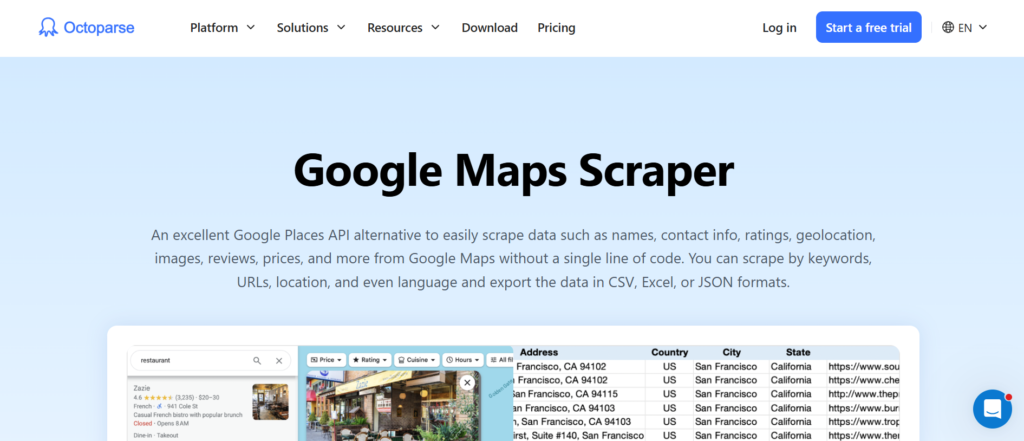 Octoparse homepage