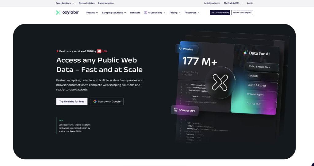 Best American Proxy Providers | Oxylabs website screenshot