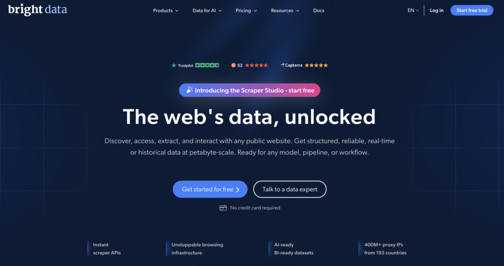Best American Proxy Providers | Bright Data website screenshot