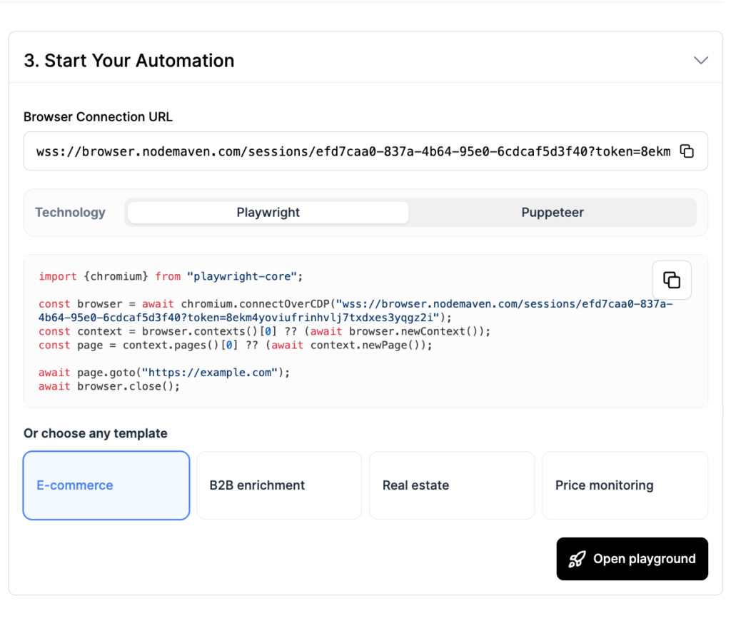 Scraping Browser Guide | Browser Customization tab | NodeMaven