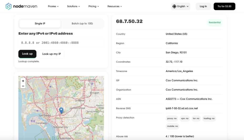 Nodemaven IP Lookup