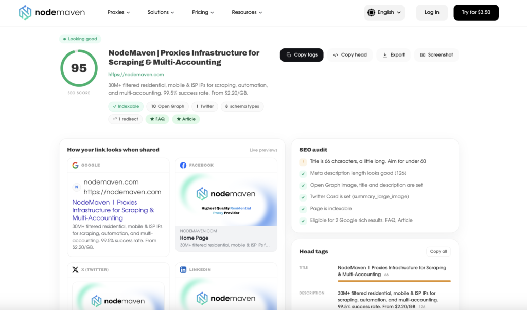 Nodemaven Free Meta Checker