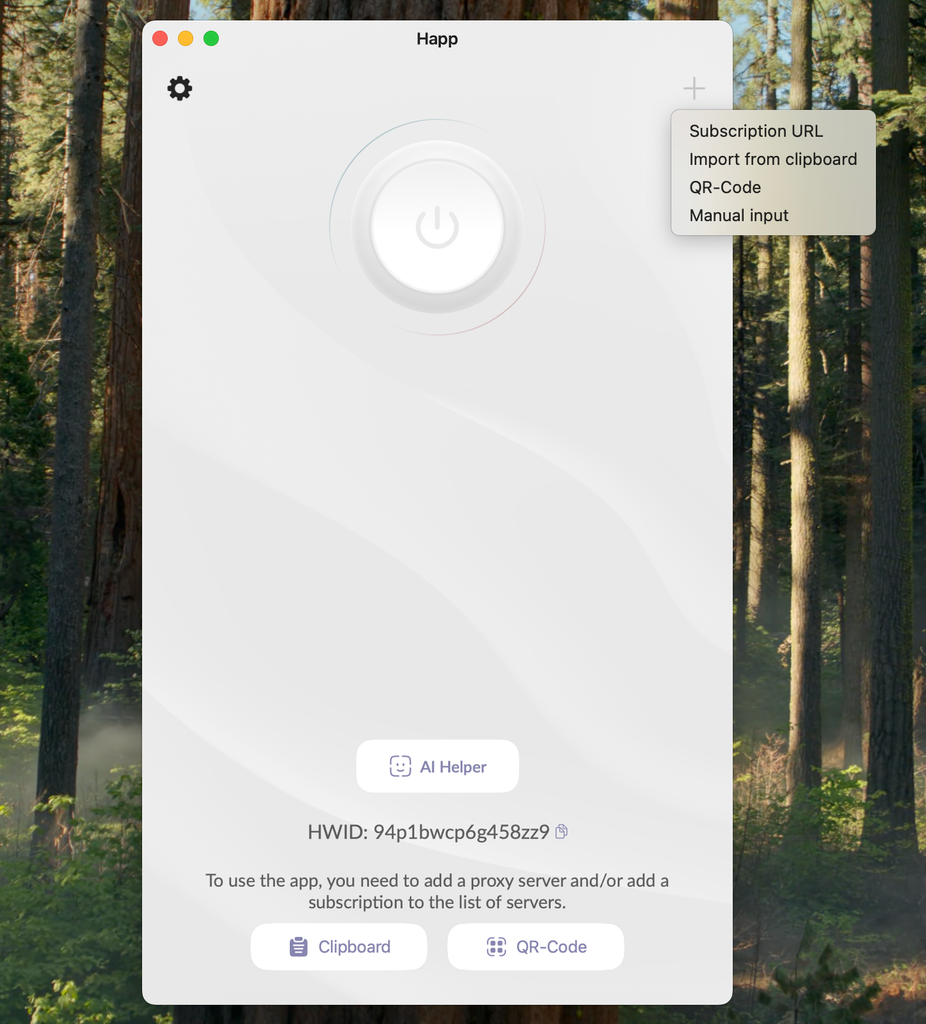 Manual Input в Happ Proxy Utility Screenshot